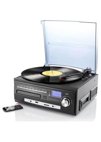 Auvisio Kompakt-Stereoanlage mit MP3-Encoder (Manuell), Plattenspieler, Schwarz