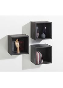 Lot de 3 &eacute;tag&egrave;res murales MUNDI