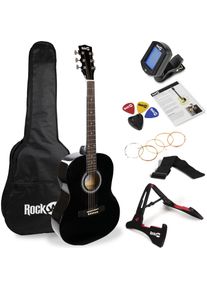 PDT RockJam W-101 Acoustic Guitar Black (Akustik Gitarre), Gitarre, Schwarz