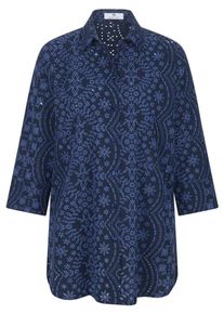 Peter Hahn - Long-Bluse mit 3/4-Arm, blau, Gr. 36, Baumwolle