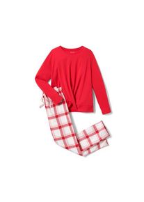 Tchibo - Kinder-Flanellpyjama - Mädchen - Gr. 146/152 - weiß/kariert