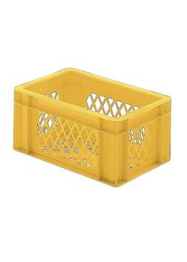 Eurokasser Teff med &aring;bne sider og bund, LxBxH 300 x 200 x 145 mm, gul,