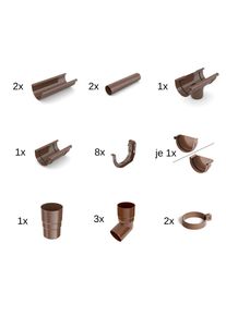 Kit Gouttière 4m Marron, Système 125 - Boni-Shop