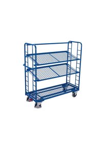 Cordes Chariot à étagères avec 3 plateaux en treillis métallique revêtus de poudre capacité de charge 400 kg type L