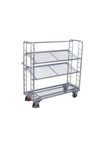 Cordes Chariot à étagères avec 3 plateaux en treillis métallique galvanisés 250 kg capacité type M + EasySTOP
