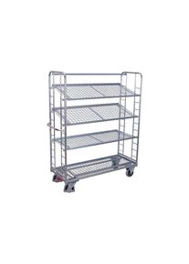 Cordes Chariot à étagères avec 4 étagères en treillis métallique galvanisé 400 kg capacité de charge Type L + EasySTOP