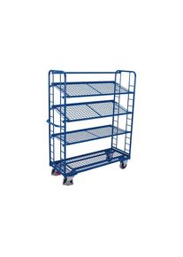 Cordes Chariot à étagères avec 4 étagères en treillis métallique enduit de poudre 400 kg Type L + EasySTOP