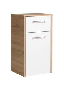 Saphir, Unterschrank &raquo;Quickset 382 Badschrank, 1 T&uuml;r, 1 Schublade, Wei&szlig; Hochglanz&laquo; Badezimmerm&ouml;bel 40 cm breit, inkl. T&uuml;rd&auml;mpfer, Griffe Chrom Glanz, 