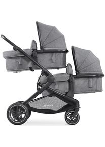 hauck , Geschwisterwagen »Atlantic Twin, melange grey«, 30 kg, mit schwenk- und feststellbaren Vorderrädern , melange grey