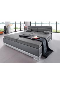 Maintal , Polsterbett Kunstleder, in 6 verschiedenen Ausführungen, Made in Germany , dunkelgrau/steinfarben