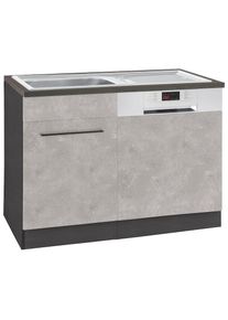 KOCHSTATION , Spülenschrank »KS-Tulsa«, 110 cm breit, inkl. Tür/Sockel für Einbaugeschirrspüler, Metallgriff , betonfarben hell