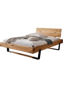 Home Affaire, Massivholzbett &raquo;Ultima Balkenbett Doppelbett, F&uuml;&szlig;e Metallkufe mit Holzelement&laquo; hohe Belastbarkeit: 200kg je Seite, FSC -zertifizierte 