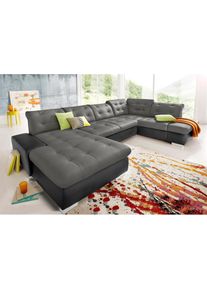 Sit & More sit&more, Wohnlandschaft &raquo;Palomino U-Form&laquo; wahlweise in XL oder XXL, schwarz/steingrau, NaturLEDER (echtes Rindsleder) in Sitz und R&uuml;cken. Korpus mit 