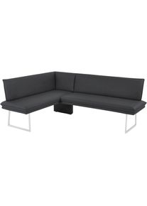 K+w Komfort & Wohnen K+W Komfort & Wohnen , Eckbank mit Sattlernaht und schmaler Kufe, langer Schenkel rechts oder links , nero