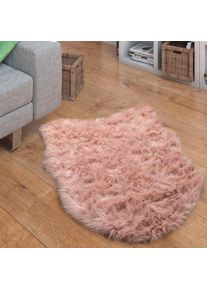 Paco Home , Fellteppich »Playa 960« fellförmig 64 mm Höhe Kunstfell, Flokati-Optik, Hochflor, weich und flauschig, Uni-Farben , rosé ,...