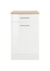 KOCHSTATION , Unterschrank &raquo;KS-Utah&laquo; Breite 50 cm , Wei&szlig; Hochglanz