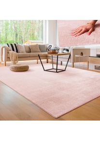 Paco Home, Teppich &raquo;Cadiz 630&laquo; rechteckig 14 mm H&ouml;he Uni-Farben, besonders weich, waschbar, auch als L&auml;ufer erh&auml;ltlich, ros&eacute;, Polyester, B : 200 cm 1 