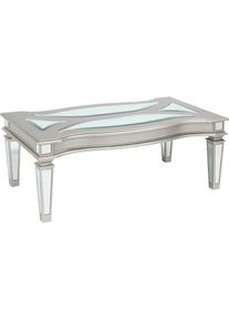 LEONIQUE , Couchtisch &raquo;Tessani&laquo; Couchtisch, mattsilber, Spiegelinlays, Mosaikplatte, 122x66x47 , Silber + Silber + Silber / Glas