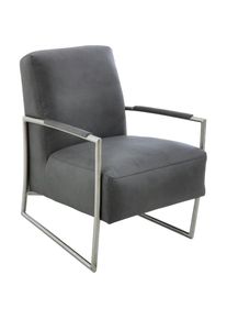 K+w Komfort & Wohnen K+W Komfort & Wohnen , Cocktailsessel mit bezogenen Armlehnen, Gestell in Metall Edelstahloptik , anthracite
