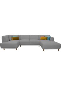 Andas , Wohnlandschaft »Maroon U-Form«, in skandinavischem Design, mit losen Kissen , hellgrau