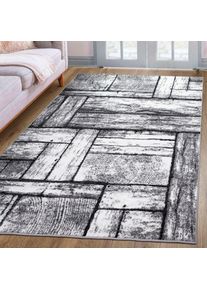 my home , Teppich »Sierning« rechteckig 8 mm Höhe softer Flor, Kurzflor, modernes Design, in Holz-Optik , grau , Obermaterial: 85% Polypropylen,...