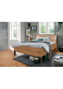 Wiemann, Futonbett &raquo;Monaco, 4-fache Liegeh&ouml;henverstellung&laquo; mit stilvollem Holzkopfteil, Made in Germany, Bianco-Eiche-Nachbildung/Leisten in Schiefer,