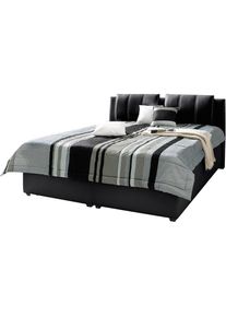 Maintal, Polsterbett mit verstellbaren Kopfteilen, schwarz, Liegefl&auml;che L&auml;nge Breite: 200 cm x 180 cm -Kunstleder Lattenrost, schwarz