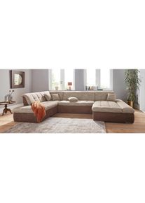 DOMO collection, Wohnlandschaft &raquo;PB Moric wahlweise mit Bettfunktion und Armteilverstellung U-Form&laquo; XXL-Format B/T/H: 353/216/80 cm, feine Steppung, 