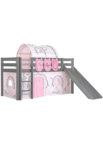 Vipack, Hochbett &raquo;Pino, Spielbett massiv Kiefer, stabil gebaut, 3 Korpusfarben zur Wahl&laquo; inkl. Rolllattenrost, Leiter und Absturzschutz, mit oder ohne