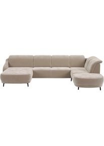 Sit & More sit&more, Wohnlandschaft &raquo;Blues U-Form&laquo; inkl. Kopfteilverstellung, wahlweise mit Klapptisch und USB, beige, 100% Polyester, B/H/T: 356 cm x 93 cm x 