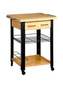 Kesper , K&uuml;chenwagen &raquo;Rollwagen, FSC&laquo; mit ger&auml;umigem Metallkorb, braun / schwarz, Bambus, Metall, B/H/T: 71 cm x 88 cm x 60 cm, braun / schwarz