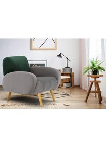 Home Affaire, Sessel &raquo;Tox&laquo; in au&szlig;ergew&ouml;hnlicher stylischer Optik, grau/gr&uuml;n, Struktur fein ( 100% Polyester);Samtoptik (100% Polyester), Samtoptik, 