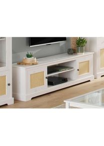 Home Affaire, Lowboard &raquo;Linda&laquo; Kommode mit Weidet&uuml;renfronten, sch&ouml;nen Metallgriffen, Breite 175 cm, wei&szlig;/natur, Massivholz, B/H/T: 175 cm x 50 cm x 40