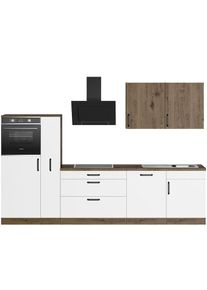 Wiho-Küchen wiho Küchen , Küchenzeile »Elba« wahlweise mit Hanseatic E-Geräten, Breite 310 cm , Küche: weiß + Korpus: Halifax eichefarben Braun +...