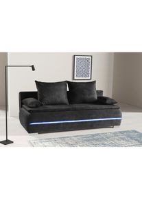 WERK2 , Schlafsofa »Tekla LED«, 2-Sitzer Schlafcouch mit Bettkasten & stylischer RGB-LED-Beleuchtung , anthrazit