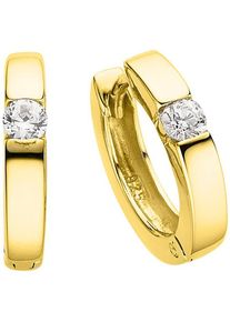 Aniston JEWELRY & WATCHES, Damen, Paar Creolen &raquo;Schmuck Geschenk Silber 925 Klappcreole&laquo; mit Zirkonia (synth.), gelbgoldfarben-kristallwei&szlig; + 