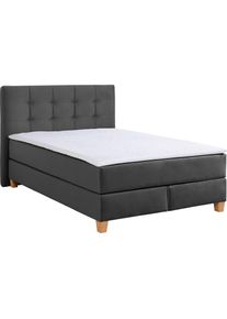 Home Affaire, Boxspringbett &raquo;Moulay&laquo; inkl. Topper, in &Uuml;berl&auml;nge 220 cm, 3 H&auml;rtegrade, auch in H4, anthrazit, Samtstoff, anthrazit