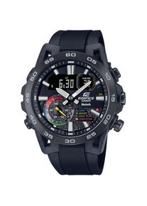 CASIO EDIFICE , Smartwatch, Armbanduhr, Herrenuhr, Bluetooth, Stoppfunktion, Weltzeit, digital , rot-schwarz , Sportive Smartwatch für Herren