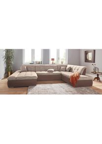 DOMO collection, Wohnlandschaft &raquo;PB Moric wahlweise mit Bettfunktion und Armteilverstellung U-Form&laquo; XXL-Format B/T/H: 353/216/80 cm, feine Steppung, 