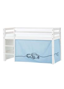 Hoppekids, Hochbett &raquo;ECO Dream, Kinderbett, Spielbett, Halbhohes Bett aus Massivholz&laquo; inkl. Vorhang-Set Creator, Bettgr&ouml;&szlig;e & Matratze w&auml;hlbar, Wei&szlig; + 