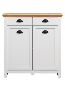 Home Affaire , Kommode »Herzwill« im Landhausstil mit Muschelgriffen, B/H/T ca.: 91/95/41 cm , Lichtgrau Melamin , 0