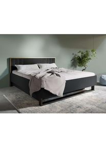 Home Affaire, Bett &raquo;BELLOT Polsterbett mit Stauraum, ohne Matratze, B/T/H: 189/211/97 cm&laquo; mit einem gepolsterten, schwarzen Kopfteil und einem 