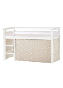 Hoppekids, Hochbett &raquo;ECO Dream, Kinderbett, Spielbett, Halbhohes Bett aus Massivholz&laquo; inkl. Vorhang-Set Creator, Bettgr&ouml;&szlig;e & Matratze w&auml;hlbar, Wei&szlig; + 