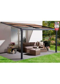 Konifera, Terrassendach BxT: 400x300 cm, anthrazit, Aluminium, Polycarbonat (PC), Polyvinylchlorid (PVC), B/H/T: 400 cm x 258 cm x 300 cm, anthrazit