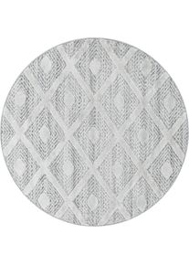 Ayyildiz Teppiche , Teppich »PISA 4707« rund 20 mm Höhe Läufer, rund, Hoch Tief Struktur, Wohnzimmer, Schlafzimmer , grau , Obermaterial: 100%...