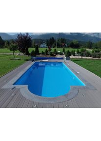 KWAD, Beckenrandstein Granitumrandung, R&ouml;mertreppe, Padang Dark, Anthrazit &ndash; G654, Granit, B/L: 33 cm x 100 cm, Anthrazit &ndash; G654