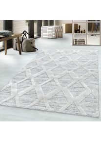 Ayyildiz Teppiche , Teppich »PISA 4703« rechteckig 20 mm Höhe Läufer, rund, Hoch Tief Struktur, Wohnzimmer, Schlafzimmer , grau , Obermaterial:...