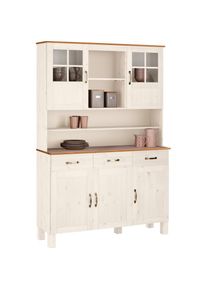 Home Affaire, K&uuml;chenbuffet &raquo;Alby&laquo; Breite 125 cm, 2 Glast&uuml;ren, 2 Schubladen, wei&szlig;-honigfb, Massivholz, wei&szlig; -B/H/T: 125 cm x 185 cm x 38 cm, wei&szlig;-
