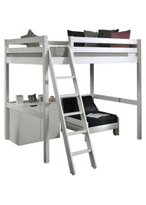 Vipack, Hochbett Made in Europe, Hochbett mit 140 x 200 cm Liegefl&auml;che, inkl. Kommode und Schlafsessel, Wei&szlig; + Schwarz, Wei&szlig; + Schwarz