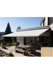 Wismar, Kassettenmarkise &raquo;Classic S-Compact&laquo; Breite: 450 cm, Ausfall: 250 cm, gelb-grau-blau, Polyacryl, 450 cm, gelb-grau-blau